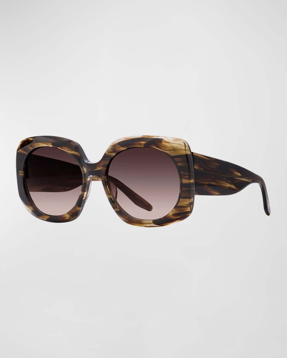 x Sarah Hoover Delia Tortoise Acetate Square Sunglasses